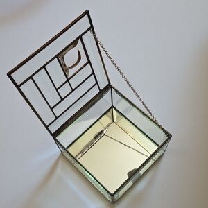 Elegant Glass Trinket Box with Chain